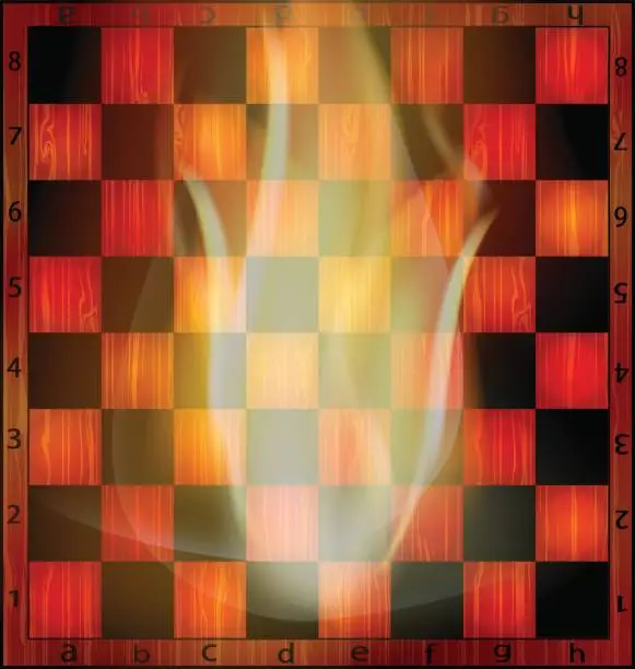 Vector illustration of fire and chessboard