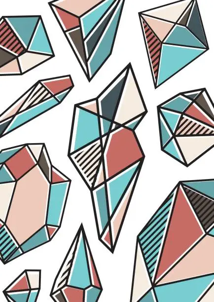 Vector illustration of Trendy vector postcard with crystal pattern