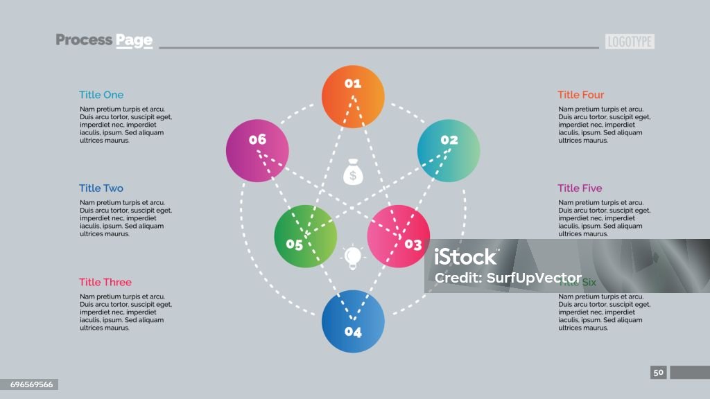 Six Elements Flowchart Slide Template Stock Illustration - Download ...