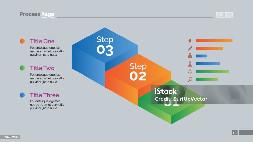 Three Steps Diagram Slide Template Stock Illustration - Download Image ...