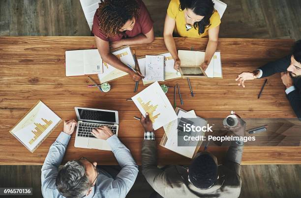 Birdseye View Of Business Stock Photo - Download Image Now - Office, Business Meeting, Meeting