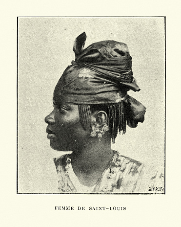 Vintage engraving of a Native woman of Saint-Louis, Senegal 19th Century