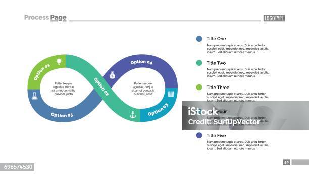 Five Steps Infinity Sign Slide Template Stock Illustration - Download Image Now - Infinity, Cycle - Vehicle, Five People