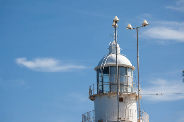 istock sunny white lighthouse in Spain against bllue sky 696585146