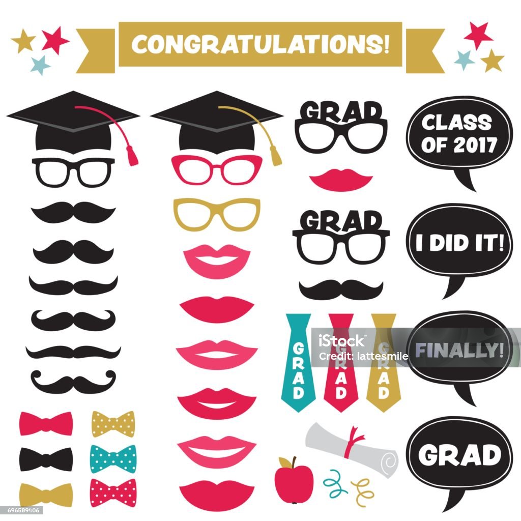 Graduation Sprite Graduation Party Vector Set Stock Illustration - Download Image Now ...