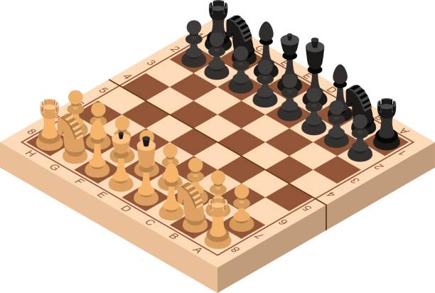 체스 아이소메트릭 뷰입니다. 벡터 - chess king chess chess piece black stock illustrations