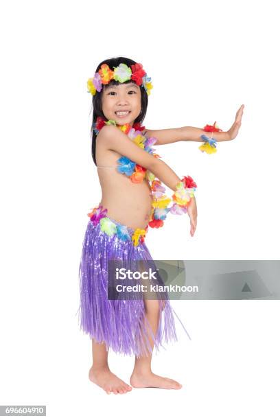 Asian Chinese Little Girl In Hawaiian Costume Stock Photo - Download Image Now - Arts Culture and Entertainment, Asian and Indian Ethnicities, Beauty