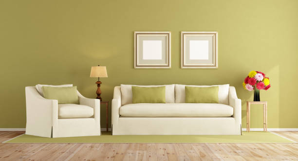 istock Green living room in classic style 696605860