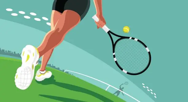 Vector illustration of Playing tennis