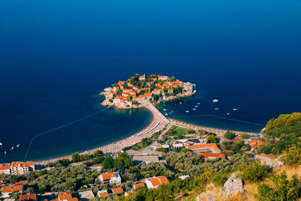 istock Island of Sveti Stefan. Panoramic shot 696612824
