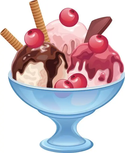 Vector illustration of Ice cream in a bowl