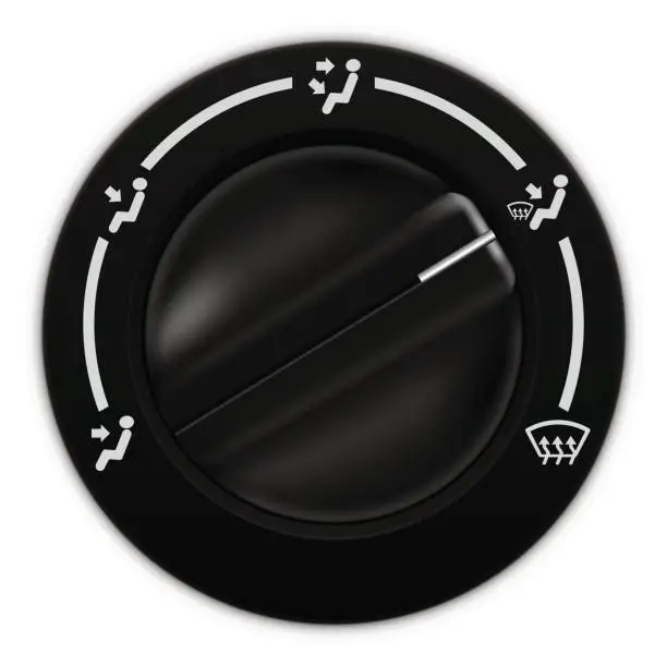 Vector illustration of Air flow selector. Car dashboard black switch