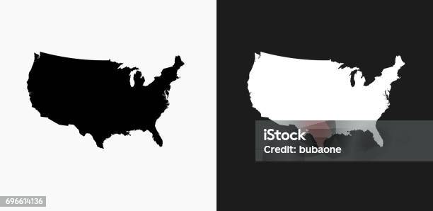 United States Map Icon On Black And White Vector Backgrounds Stock Illustration - Download Image Now
