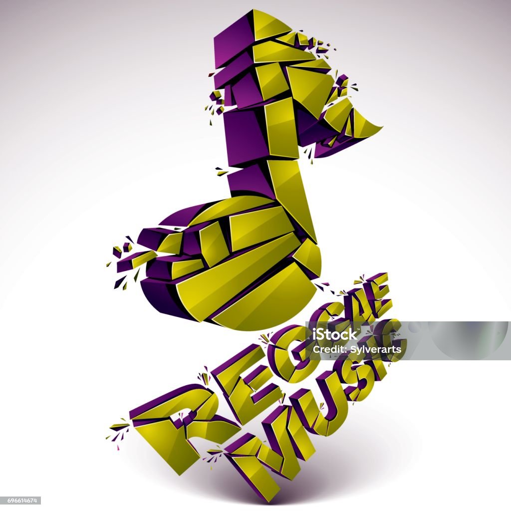 Music Notes Transform Green 3d Vector Musical Note Created From Refractions Isolated On White ...