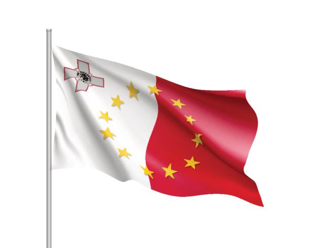 istock Malta national flag with a star circle of EU 696614992