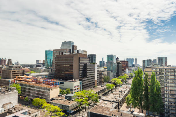 Rotterdam Lijnbaan shopping district aerial view