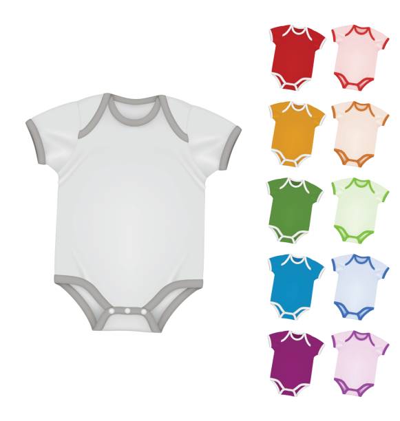 Baby bodysuit blank template. Baby color bodysuit blank template isolated on white babygro stock illustrations