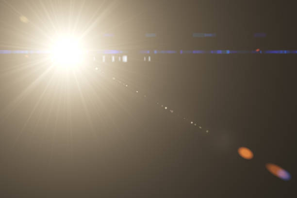 istock Glowing sun highlight effect on the lens of the lens 696632290