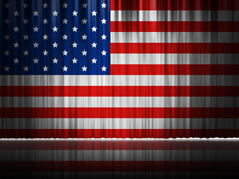 USA stage curtain background design of american flag