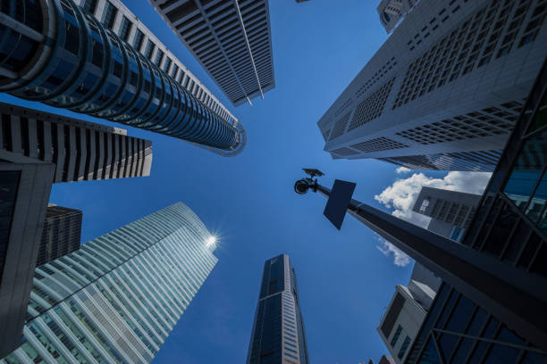 Survillence camera overlooking the singapore business district.