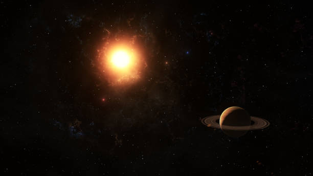 istock The sun shines on Saturn in space high quality 3d illustration. 696638814