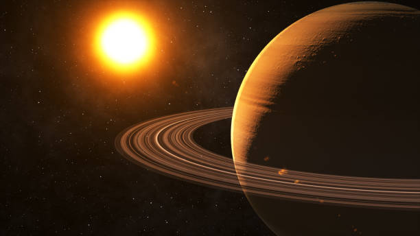istock The sun shines on Saturn in space high quality 3d illustration. 696638854