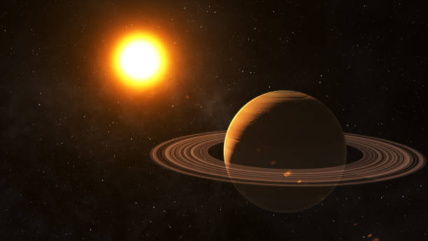 istock The sun shines on Saturn in space high quality 3d illustration. 696638856
