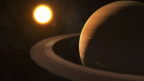 istock The sun shines on Saturn in space high quality 3d illustration. 696638862