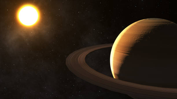 istock The sun shines on Saturn in space high quality 3d illustration. 696638864