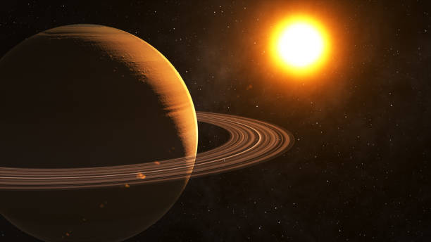 istock The sun shines on Saturn in space high quality 3d illustration. 696638868