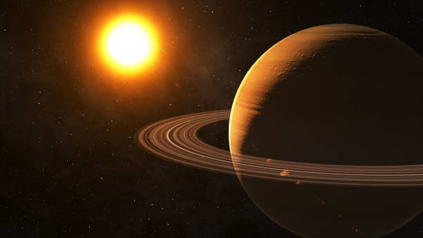 istock The sun shines on Saturn in space high quality 3d illustration. 696638878