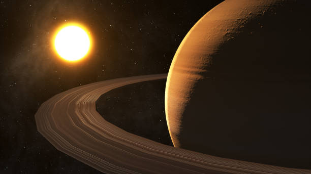 istock The sun shines on Saturn in space high quality 3d illustration. 696638898