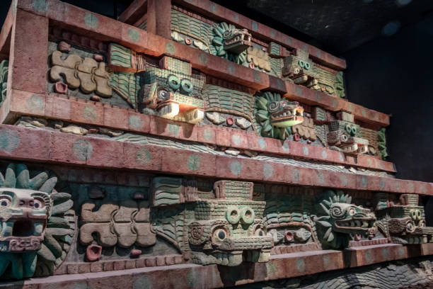 Replica of Teotihuacan Temple at National Museum of Anthropology (Museo Nacional de Antropologia, MNA) - Mexico City, Mexico Mexico City, Oct 2016: Replica of Teotihuacan Temple at National Museum of Anthropology (Museo Nacional de Antropologia, MNA) - Mexico City, Mexico mexico state photos stock pictures, royalty-free photos & images