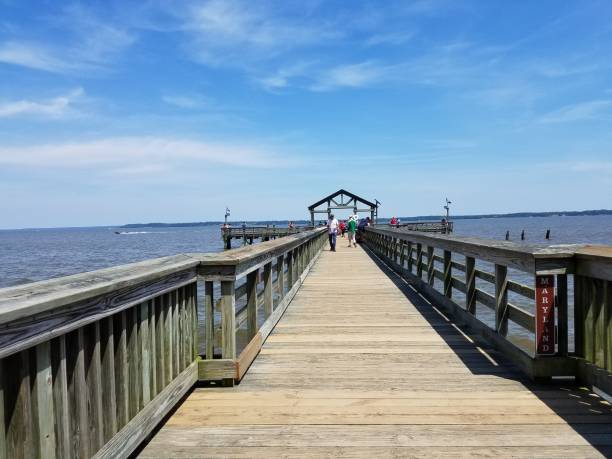 istock people fishing on long boardwalk on river 696646414