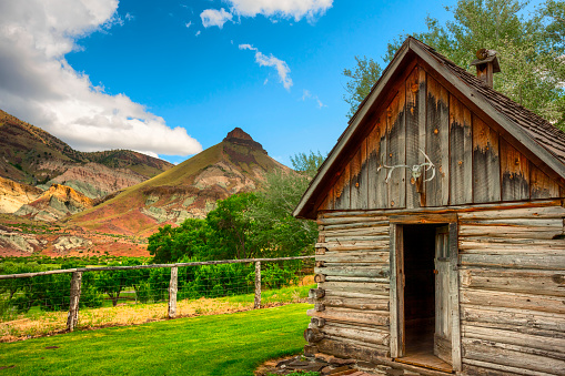 Kimberly, Oregon, USA - June 13, 2017:  James Cant Ranch is an historical part of the National Park Service and located in the Sheep Rock Unit of the John Day Fossil Beds National Park, Kimberly, Oregon