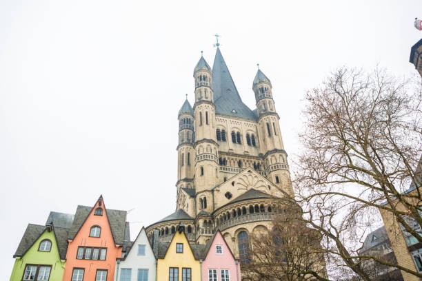 Cologne Old Town architecture and the Great Saint Martin Church