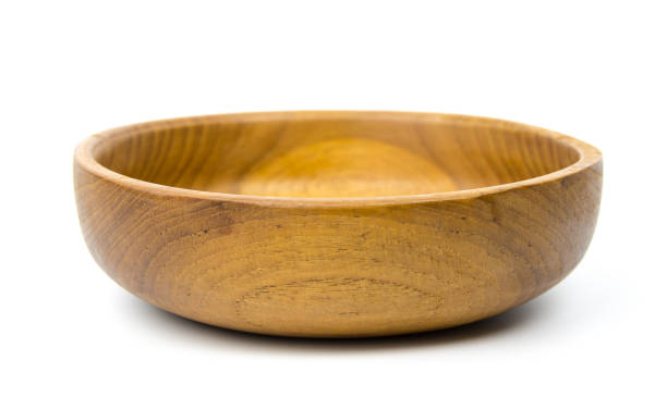 istock Empty wooden bowl on white background 696658798