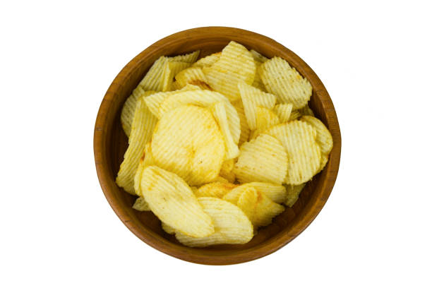 istock potato chips Top view in the bowl. 696658836