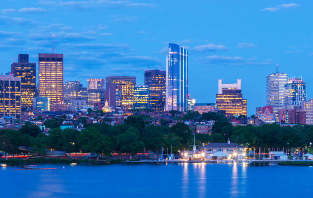 istock Boston skyline in the evening, Massachusetts, USA 696665894