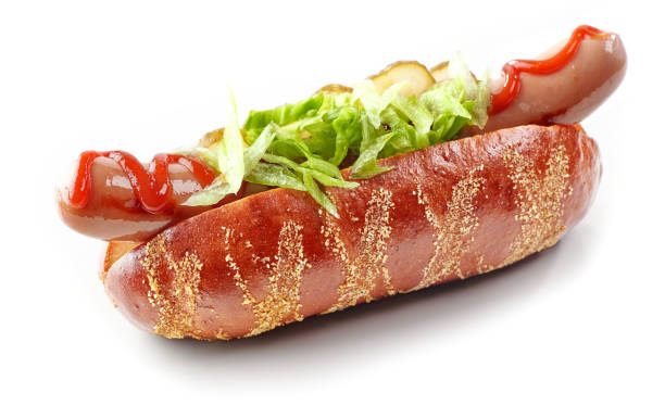istock Hotdog isolated on white background 696678296