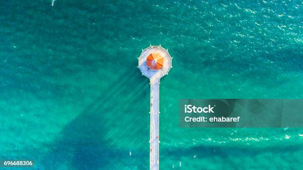 Manhattan Beach Pier View From Above Stock Photo - Download Image Now - Manhattan Beach Pier, Drone, Los Angeles County