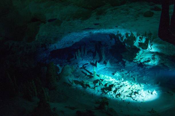istock view of cavern diver flashlight view of stalactites and stalagmites 696693498