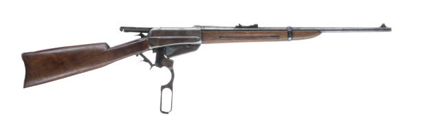 istock Open Lever Action Rifle Isolated on White Background 696693892