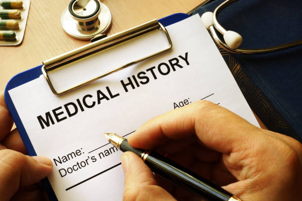 istock Medical history form in a clipboard. 696697222