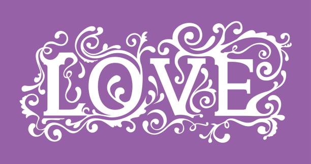 illustrazioni stock, clip art, cartoni animati e icone di tendenza di lettering della curva d'amore - love word