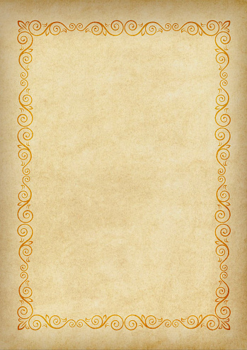 Template, background with a framework on piece of parchment. A3 page proportions.