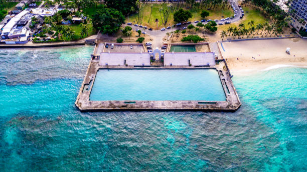 Waikiki Natatorium War Memorial Lagoon stock photo