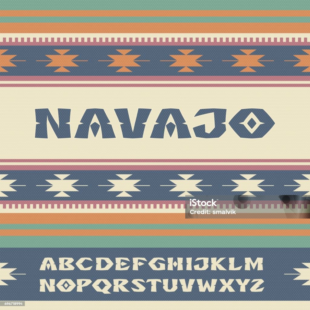 Navajo Font In The Style Of Ornaments Of Indian Tribes Stock