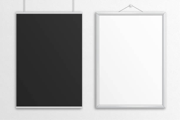 istock Black and white 3D illustration poster mock-up 696719114