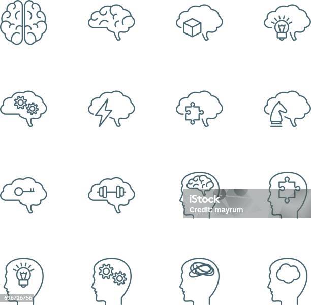 Brain Vector Icons Stock Illustration - Download Image Now - Icon Symbol, Human Brain, Mental Health